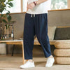 Men's Cotton Linen Pants With Pockets Summer Loose Casual Trousers