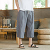 Men's Wide Leg Pants Linen Cropped Trousers