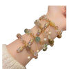 Adjustable Pixiu Stone Bracelet with Gold-Tone Beads