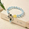 Aquamarine Daisy Charm Bracelet, Sterling Silver Key and Heart