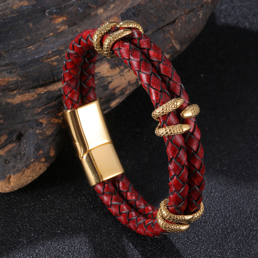 Braided Leather Dragon Bracelet for Men and Women