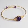 Gold-Tone Wire Wrapped Gemstone Bead Bangle Bracelet
