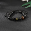 Alphabet Letter Bracelet with Tiger Eye and Black Glass Beads