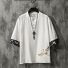 Men's Linen Blend Half Sleeve Chinese Tang Suit Shirt