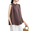 Casual Plain Back Button Design Stand Collar Women's Sleeveless Vest