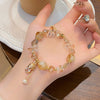 Adjustable Pixiu Stone Bracelet with Gold-Tone Beads