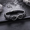 Endless Knot Infinity Symbol Leather Bracelet Titanium Steel Buckle