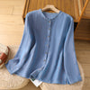 Women's Cotton Linen Shirt Long Sleeve Button Down Loose Fit Top