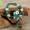Green Luck Dangling Flower Bracelet, Agate Beads