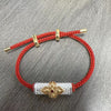Geometric Copper Charm Bracelet with Red String