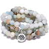 108 Natural Stone Mala Bead Lotus Pendant Bracelet