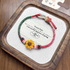 Hand-Woven Red String Bracelet with Sunflower and Fish Charms