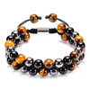 Natural Tiger Eye Black Magnetite Double Row Beads Bracelet