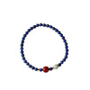 Lapis Lazuli Beaded Bracelet with Red and White Accents