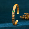 Gold Plated Copper Filigree Bangle with Green Chalcedony