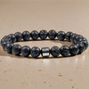 Natural Stone Bead Bracelet with Hematite Charm
