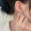 Blue and White Porcelain Heart Earrings, Copper 14K Gold Plated