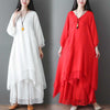 Women's Meditation Cloth Cotton V-Neck Midi Tunic Dress Wide Leg Pants