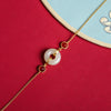 Gold-Tone Bracelet with White Jade Peace Buckle and Red Agate