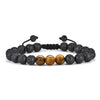 Tiger Eye and Lava Rock Bracelet, Handmade Adjustable Stone Bead