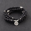 Wood Mala Bracelet with Lotus or Om Charm, 108 Beads