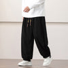 Men's Solid Color Corduroy Drawstring Harem Pants With Pockets