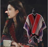 Tibetan Shawl Blue Beige Red Wavy Pattern Winter Warm Tassel Scarf