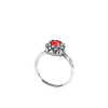 Adjustable Zinc Alloy Lotus Ring with Red Stone