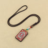 Tibetan Thangka Pendant Necklace, Ebony Wood Rope