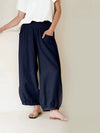 Women's Harem Pants Cotton Linen Wide Leg Cropped Trousers