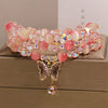 Peach Cat's Eye Triple Wrap Bracelet with Butterfly Charm