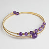 Gold-Tone Wire Wrapped Gemstone Bead Bangle Bracelet