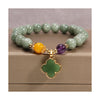 Amethyst Crystal Charm Bracelet with Four Leaf Clover