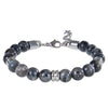 Natural Stone Bead Bracelet with Stainless Steel Accents