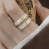 Adjustable Copper Ring with Heart Sutra and Floral Pattern