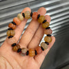 Golden Silk Jade Lotus Bracelet, Natural Stone Beads