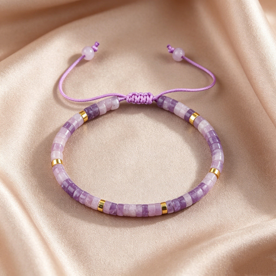 Natural Stone Spacer Bead Adjustable Bracelet