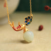 White Koi Fish Lotus Copper Protection Necklace Pendant