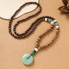 Handmade Wood Bead Necklace with Alloy Pendant