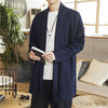 Men's Mid-length Coat Fall Simple Casual Cotton Linen Clothing