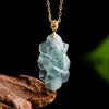 Natural Jade Lotus Pendant with Titanium Steel Chain
