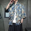 Men's Ice Silk Tang Suit Shirt with Frog Buttons and Pockets