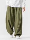 Men's Harem Pants Solid Color Cotton Elastic Waist With Pockets