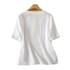 Women's Cotton Linen V-Neck T-Shirt Summer Casual Top