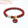 Cinnabar Rose Bracelet with Gold-Tone Accents