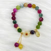 Flower Charm Bracelet with Faux Tourmaline Beads