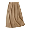 Cotton Linen A-Line Skirt with Pockets, High Waist Midi Skirt
