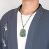 Jade Dragon Pendant Necklace, Bean Green Carved Chinese Zodiac