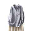 Women's Spring Vertical Stripes Long Sleeve Cotton Blend Shirt