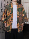 Men's Printed Open Front Kimono Jacket, Half Sleeve